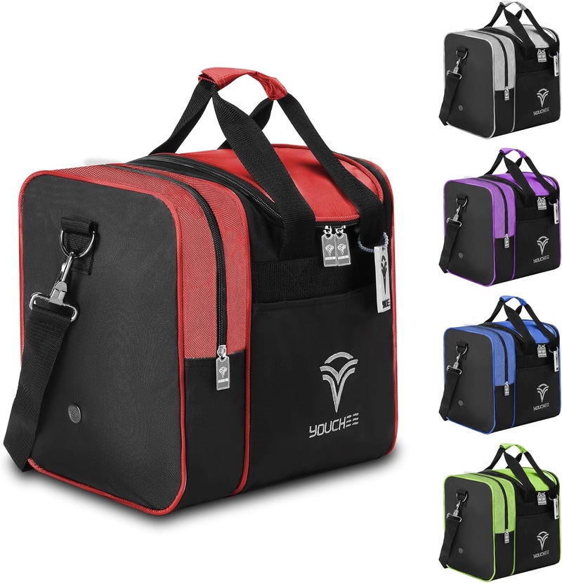 Yoochee Single Ball Bowling Tote Bag with Padded Ball Holder, Fits Bowling Shoes Up to Men’s Size 14, Durable Full-Size Bowling Bag with Accessory Pockets for Practice & League Play - Image 1